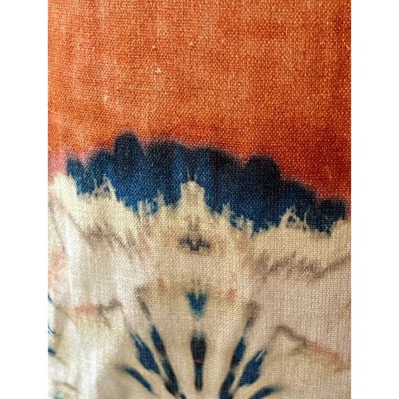 Anthropologie Porridge Skirt Size M Tie Pockets Rust Blue Off White Belt Cotton - Picture 11 of 12